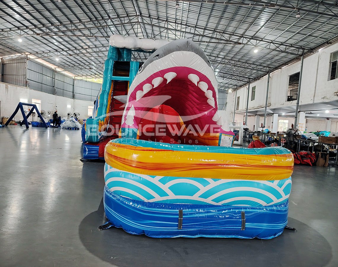 18ft Rogue Shark Attack Hybrid Dual Lane Inflatable Water Slide - BounceWave Inflatable Sales