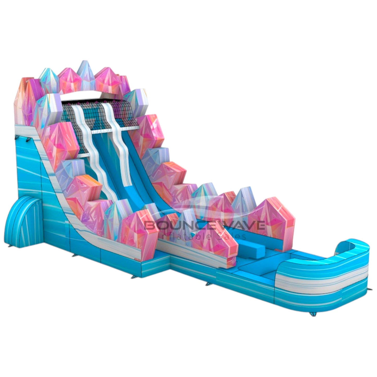 18ft Sapphire Summit Hybrid Dual Lane Inflatable Water Slide - BounceWave Inflatable Sales