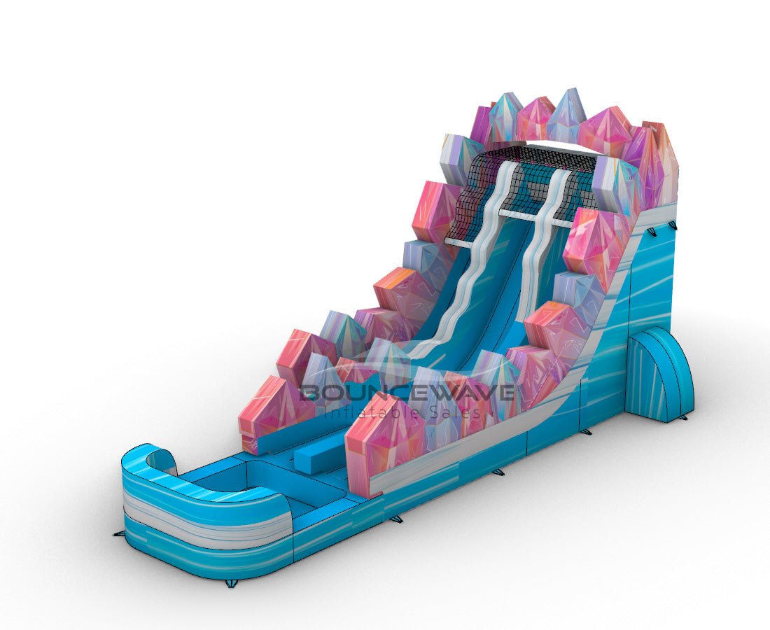 18ft Sapphire Summit Hybrid Dual Lane Inflatable Water Slide - BounceWave Inflatable Sales