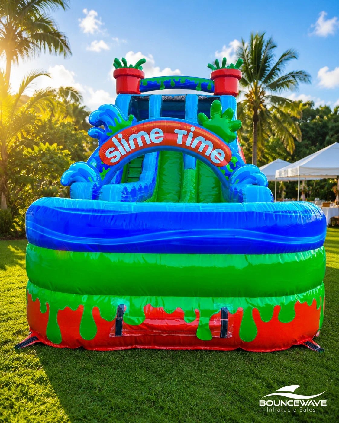 Slime-Time 18ft Dual Lane Hybrid Water Slide | BounceWave