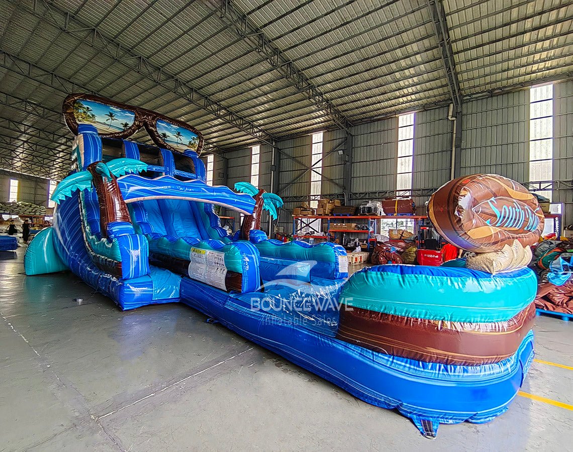18ft South Beach Hybrid Dual Lane Inflatable Water Slide - BounceWave Inflatable Sales