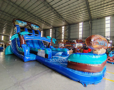 18ft South Beach Hybrid Dual Lane Inflatable Water Slide - BounceWave Inflatable Sales