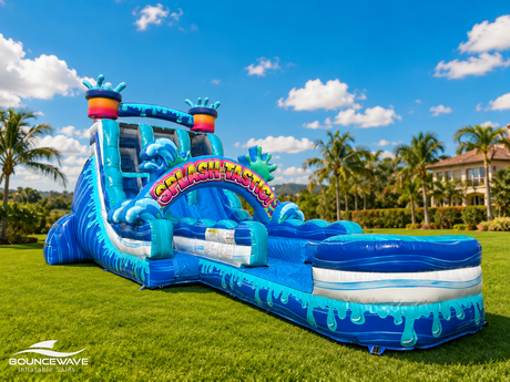 18ft Splash-Tastic Dual Lane Water Slide – Hybrid - BounceWave Inflatable Sales