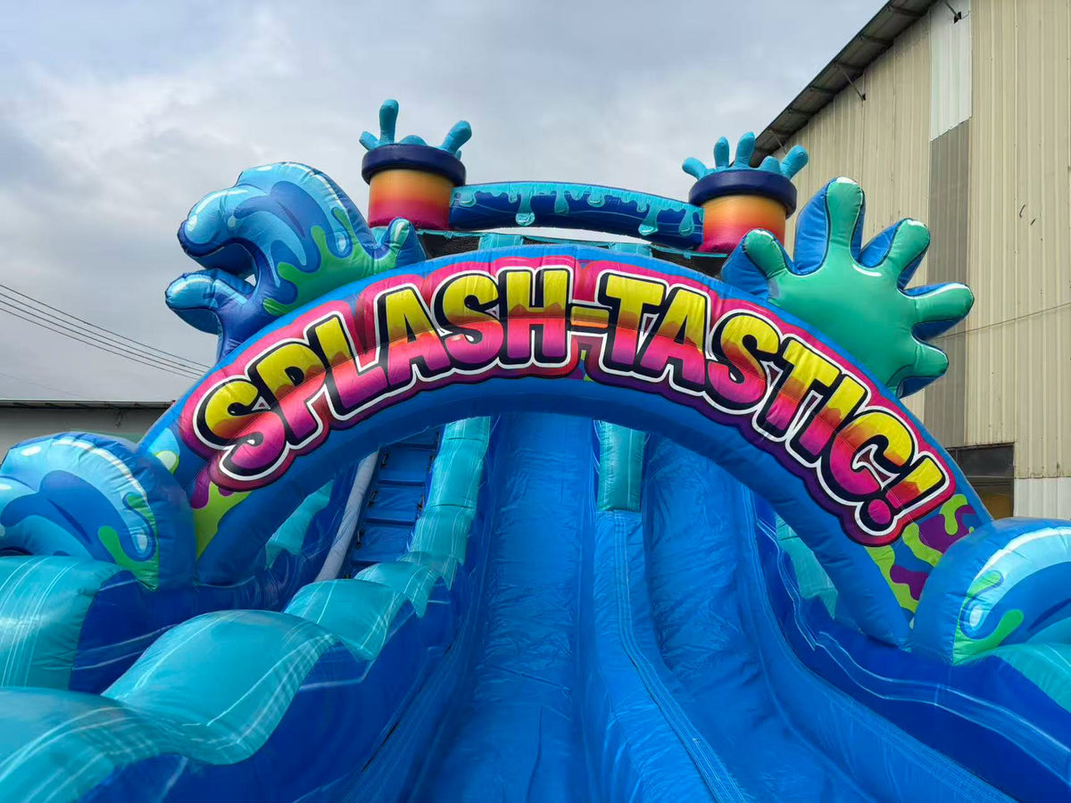 18ft Splash-Tastic Dual Lane Water Slide – Hybrid - BounceWave Inflatable Sales