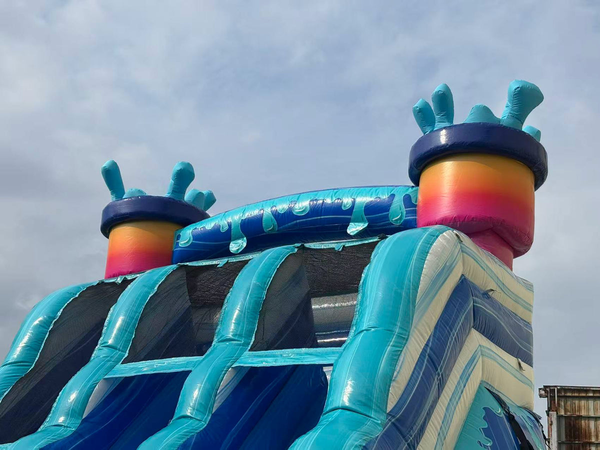 18ft Splash-Tastic Dual Lane Water Slide – Hybrid - BounceWave Inflatable Sales