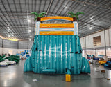 18ft Surf's Up Dual Lane Center Climb Inflatable Water Slide - BounceWave Inflatable Sales