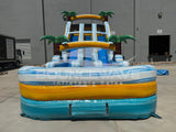 18ft Surf's Up Dual Lane Center Climb Inflatable Water Slide - BounceWave Inflatable Sales