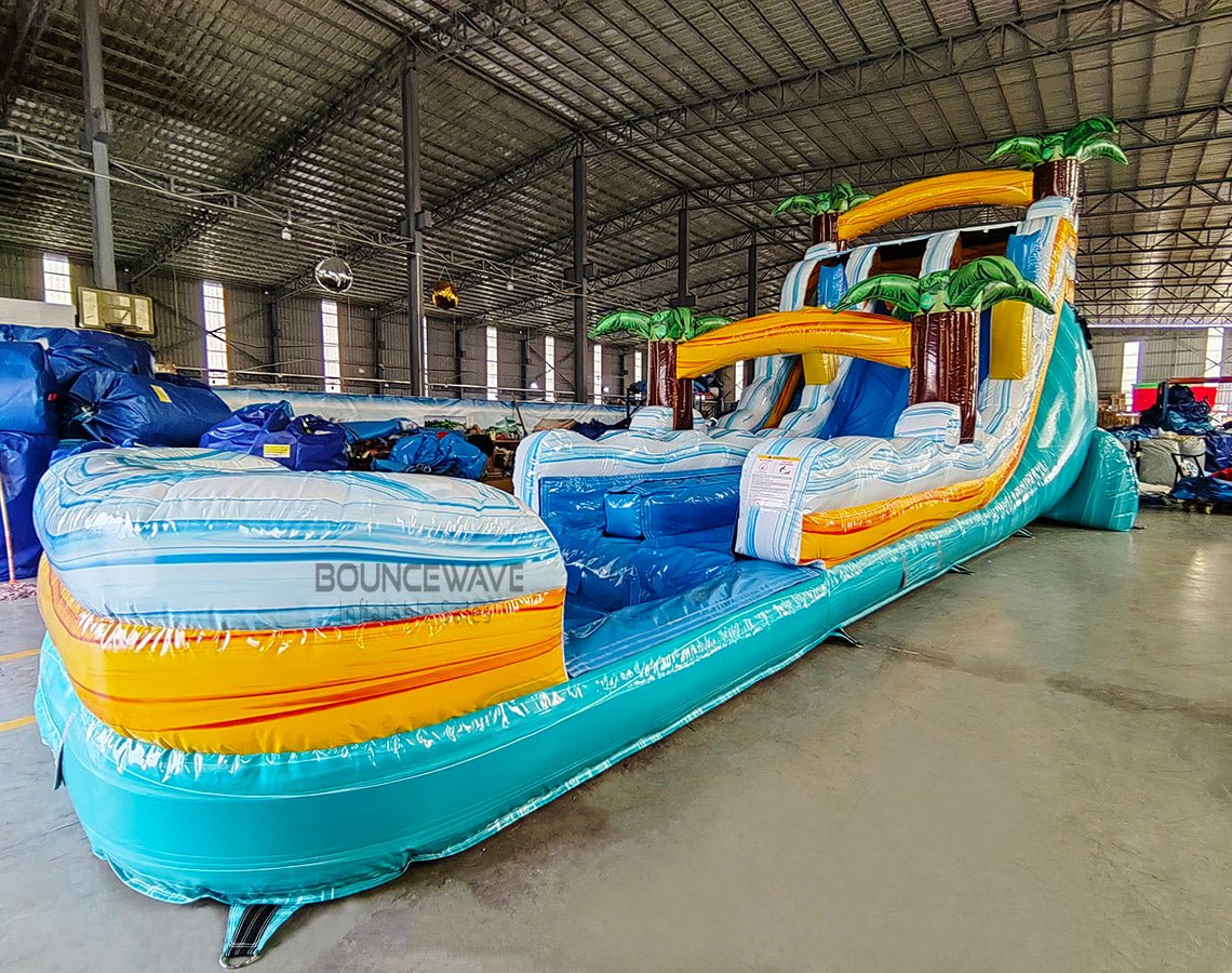 18ft Surfs Up Hybrid Dual Lane Inflatable Water Slide - BounceWave Inflatable Sales