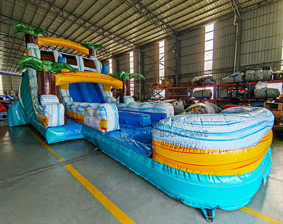 18ft Surfs Up Hybrid Dual Lane Inflatable Water Slide - BounceWave Inflatable Sales
