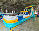 18ft Surfs Up Hybrid Dual Lane Inflatable Water Slide - BounceWave Inflatable Sales