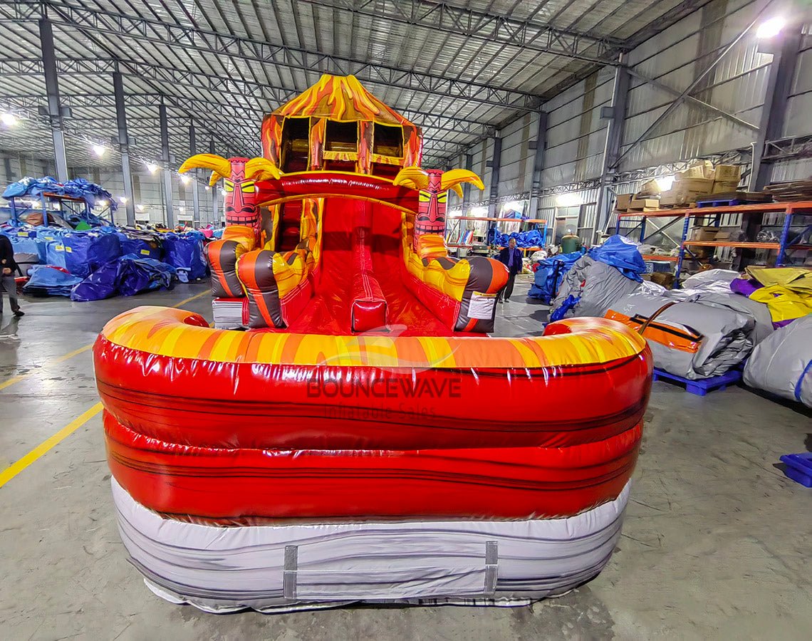 18ft Tiki Volcano Hybrid Dual Lane Inflatable Water Slide - BounceWave Inflatable Sales