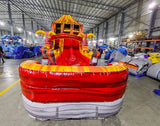 18ft Tiki Volcano Hybrid Dual Lane Inflatable Water Slide - BounceWave Inflatable Sales