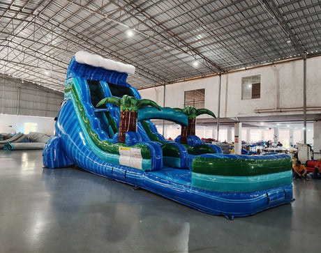 18ft Trop Wave Commercial Single Lane Inflatable Water Slide - BounceWave Inflatable Sales