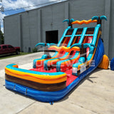 18ft Tropic Shock Dual Lane Water Slide – Center Climb - BounceWave Inflatable Sales