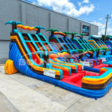 18ft Tropic Shock Dual Lane Water Slide – Center Climb - BounceWave Inflatable Sales