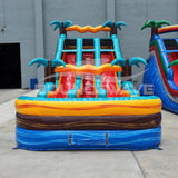 18ft Tropic Shock Dual Lane Water Slide – Center Climb - BounceWave Inflatable Sales