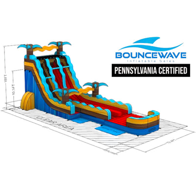 18ft Tropic Shock Hybrid DL Inflatable Water Slide PA Certified - BounceWave Inflatable Sales