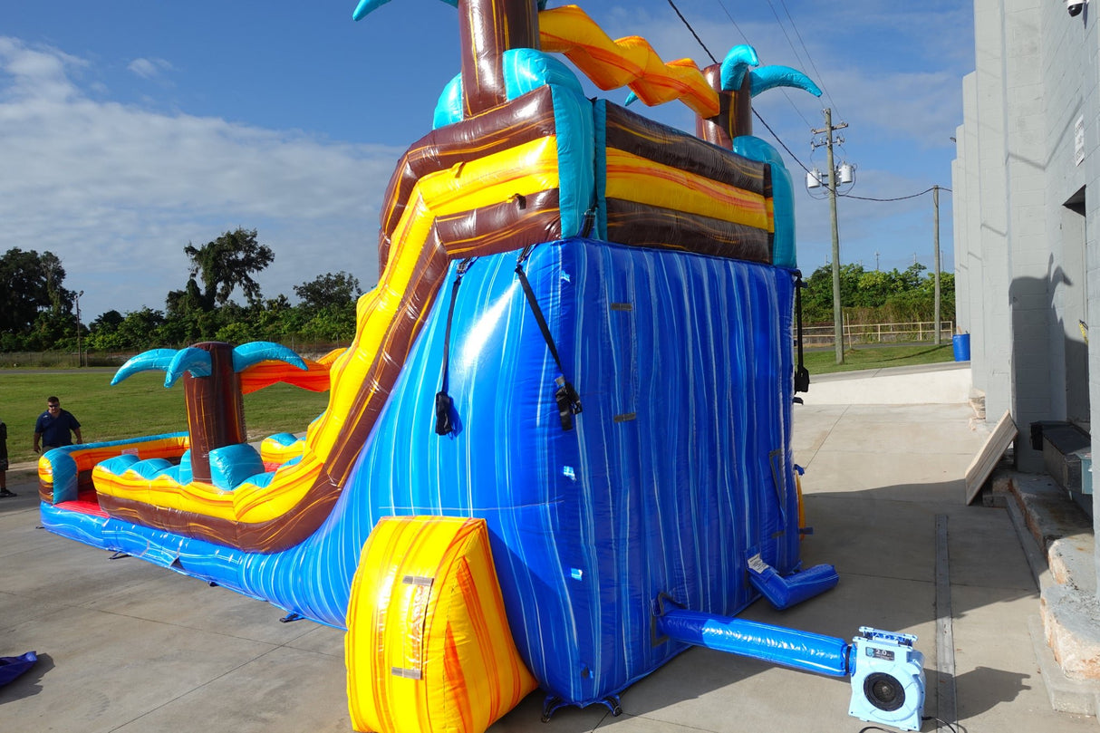 18ft Tropic Shock Hybrid Dual Lane Inflatable Water Slide - BounceWave Inflatable Sales