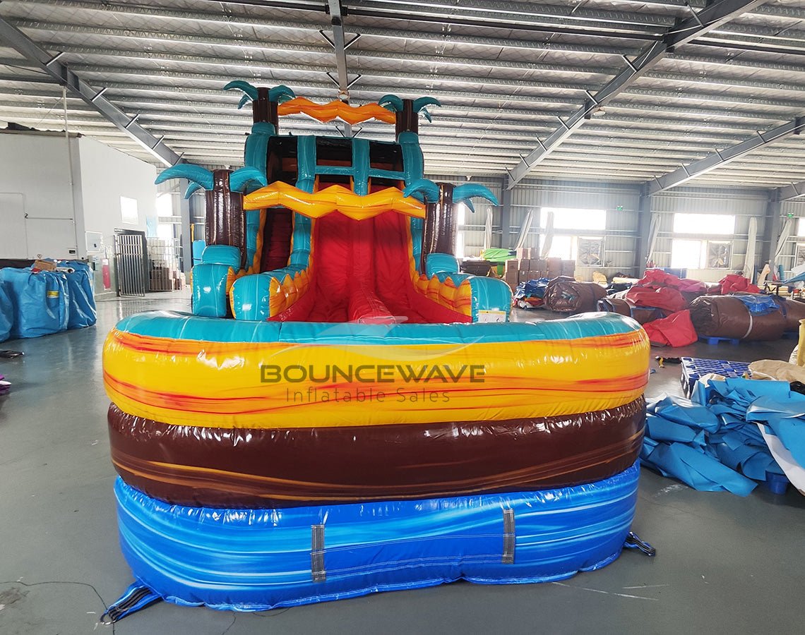 18ft Tropic Shock Hybrid Dual Lane Inflatable Water Slide - BounceWave Inflatable Sales