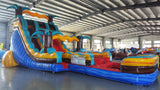 18ft Tropic Shock Hybrid Dual Lane Inflatable Water Slide - BounceWave Inflatable Sales