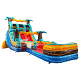 18ft Tropic Shock Hybrid Dual Lane Inflatable Water Slide - BounceWave Inflatable Sales