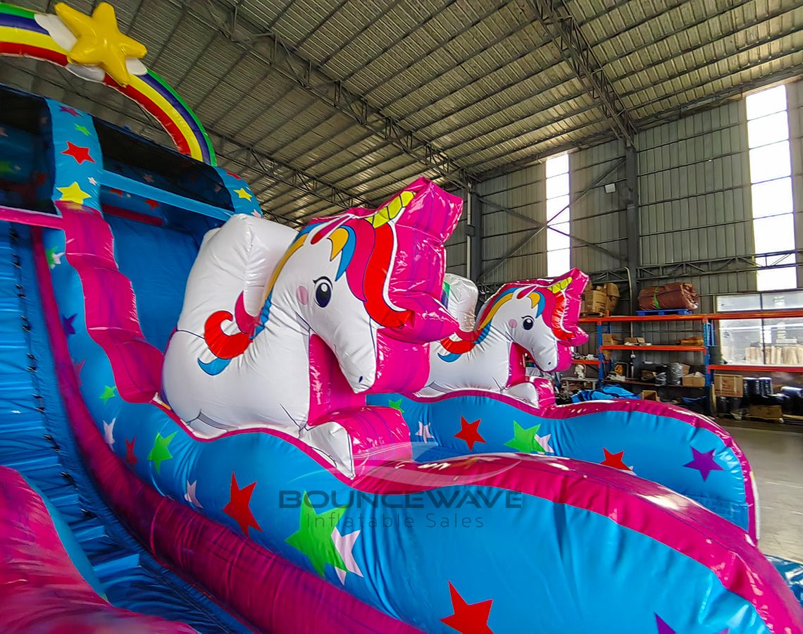 18ft Unicorn Commercial Single Lane Inflatable Water Slide - BounceWave Inflatable Sales