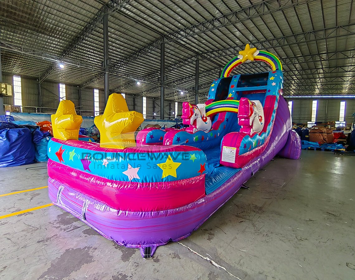 18ft Unicorn Commercial Single Lane Inflatable Water Slide - BounceWave Inflatable Sales