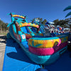 19ft Island Flow Palms Commercial Single Lane Inflatable Water Slide - BounceWave Inflatable Sales