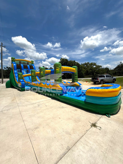 19ft Tiki Typhoon Dual Lane 2PC Inflatable Water Slide With Slip & Slide - BounceWave Inflatable Sales