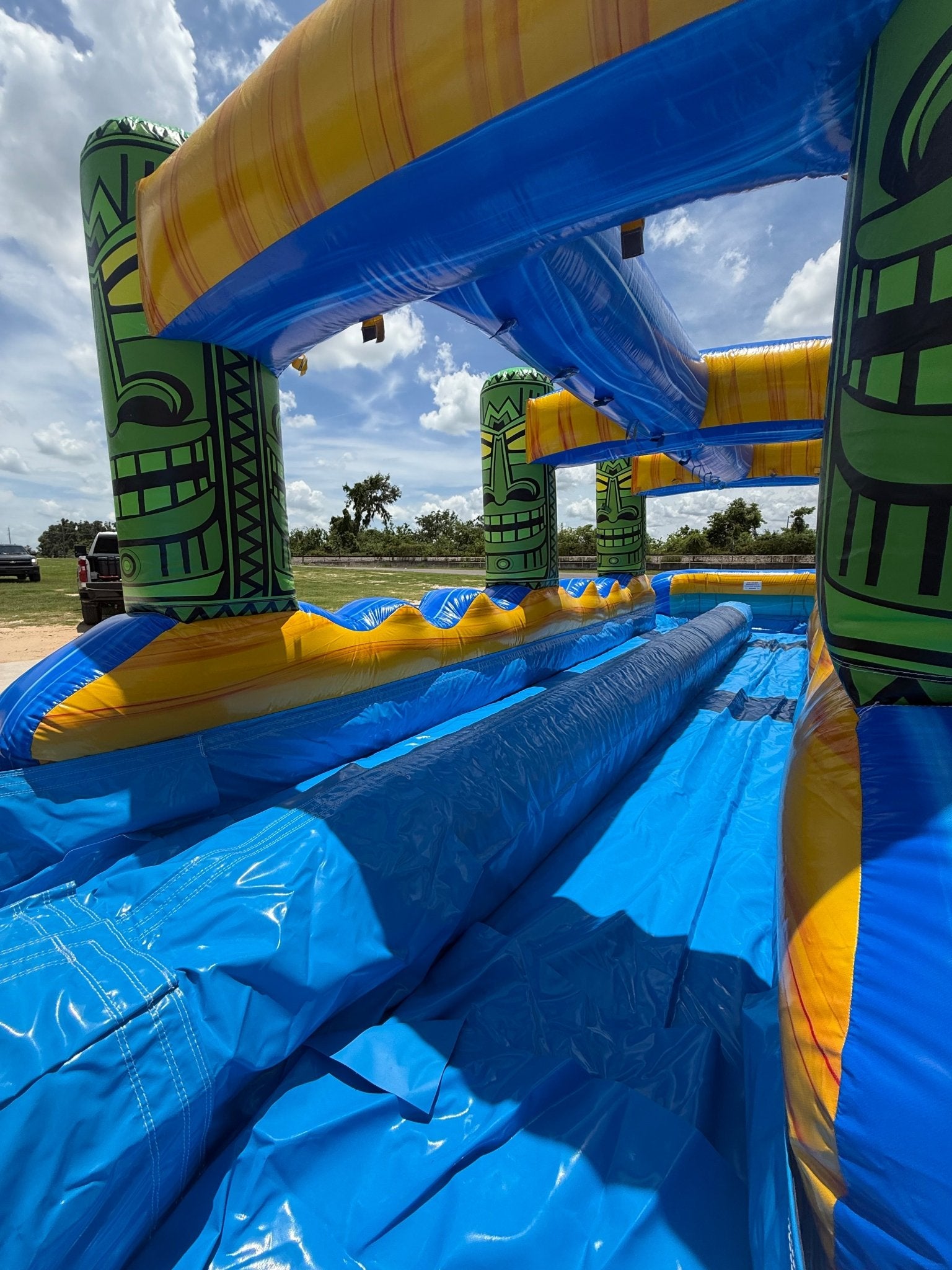 19ft Tiki Typhoon Dual Lane 2PC Inflatable Water Slide With Slip & Slide - BounceWave Inflatable Sales