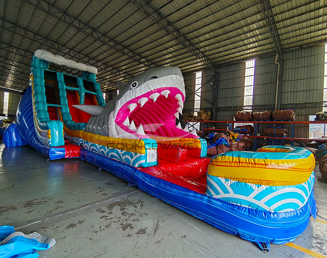 20ft 2 Piece Rogue Shark Attack Hybrid Dual Lane Inflatable Water Slide