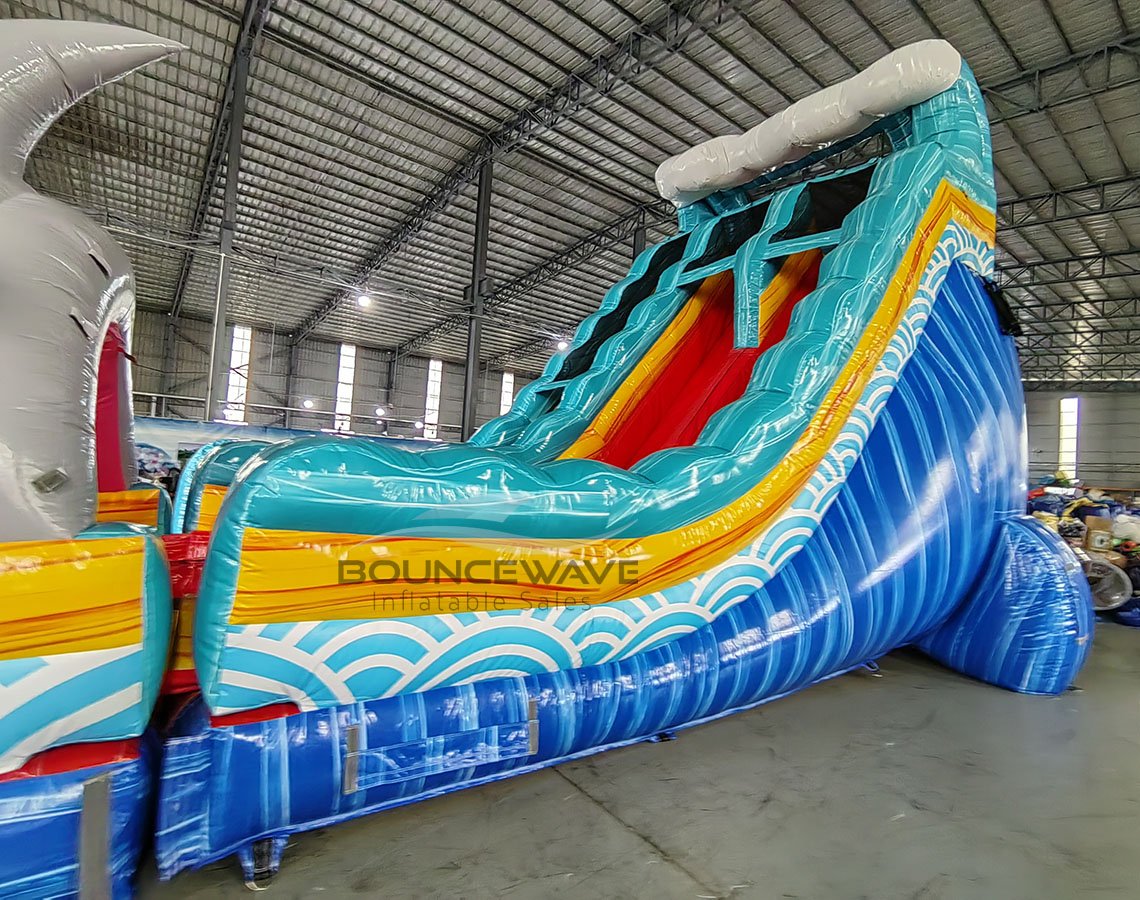 20ft 2 Piece Rogue Shark Attack Hybrid Dual Lane Inflatable Water Slide - BounceWave Inflatable Sales