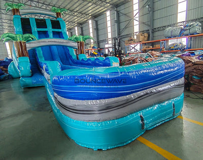 20ft Bahama Blast Hybrid Dual Lane Inflatable Water Slide - BounceWave Inflatable Sales