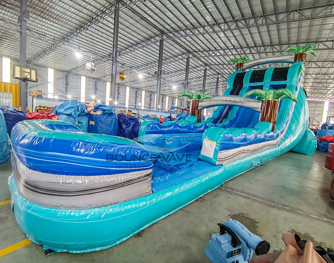 20ft Bahama Blast Hybrid Dual Lane Inflatable Water Slide - BounceWave Inflatable Sales