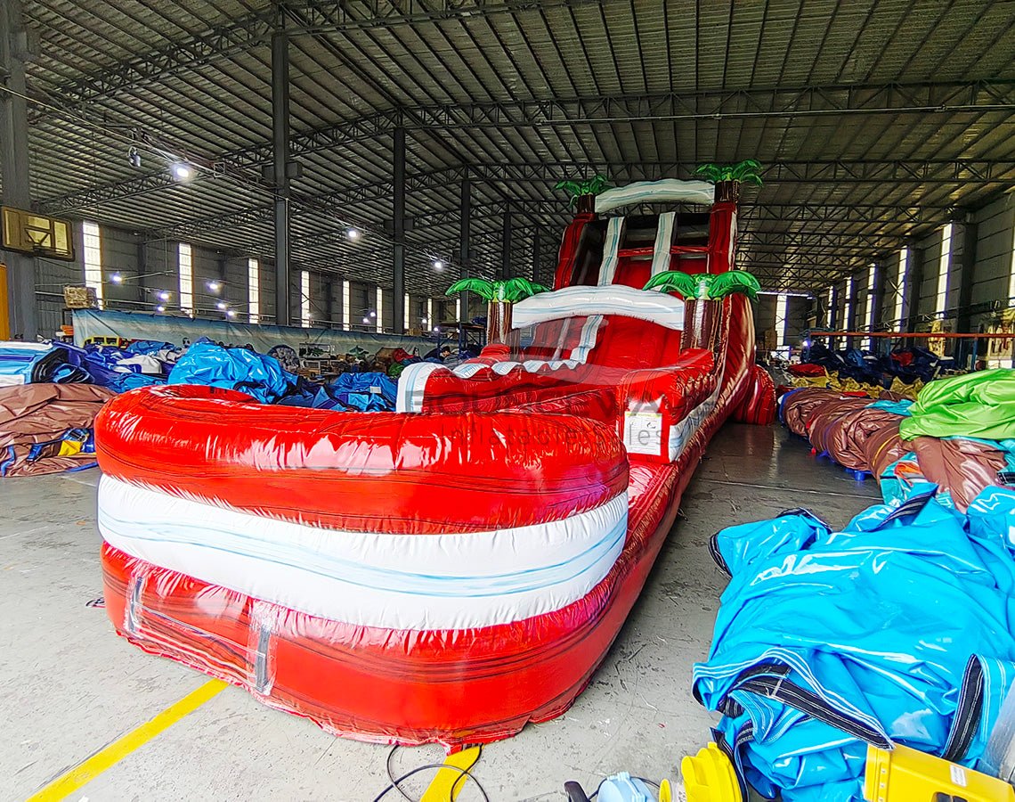 20ft Crimson Bay Dual Lane Water Slide – Hybrid - BounceWave Inflatable Sales