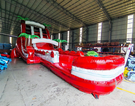 20ft Crimson Bay Dual Lane Water Slide – Hybrid - BounceWave Inflatable Sales
