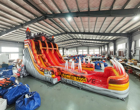 20ft Dragon Triple Lane Water Slide – Hybrid - BounceWave Inflatable Sales