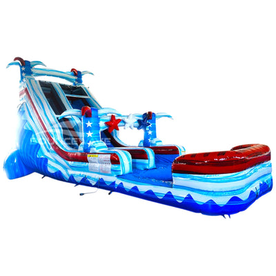 20ft Star Spangled Splash Commercial Single Lane Inflatable Water Slide - BounceWave Inflatable Sales