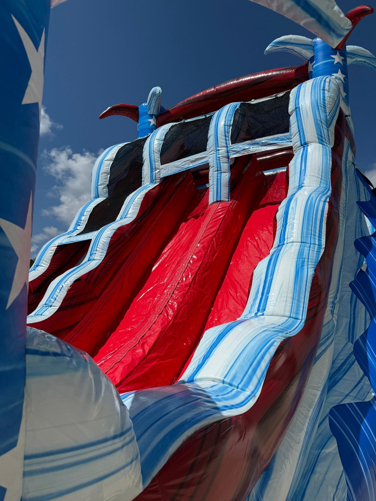 20ft Star Spangled Splash Hybrid Dual Lane Inflatable Water Slide - BounceWave Inflatable Sales