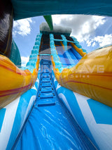 24ft Akua Falls Dual Lane 2pc Commercial Water Slide with Inflatable Slip & Slide - BounceWave Inflatable Sales
