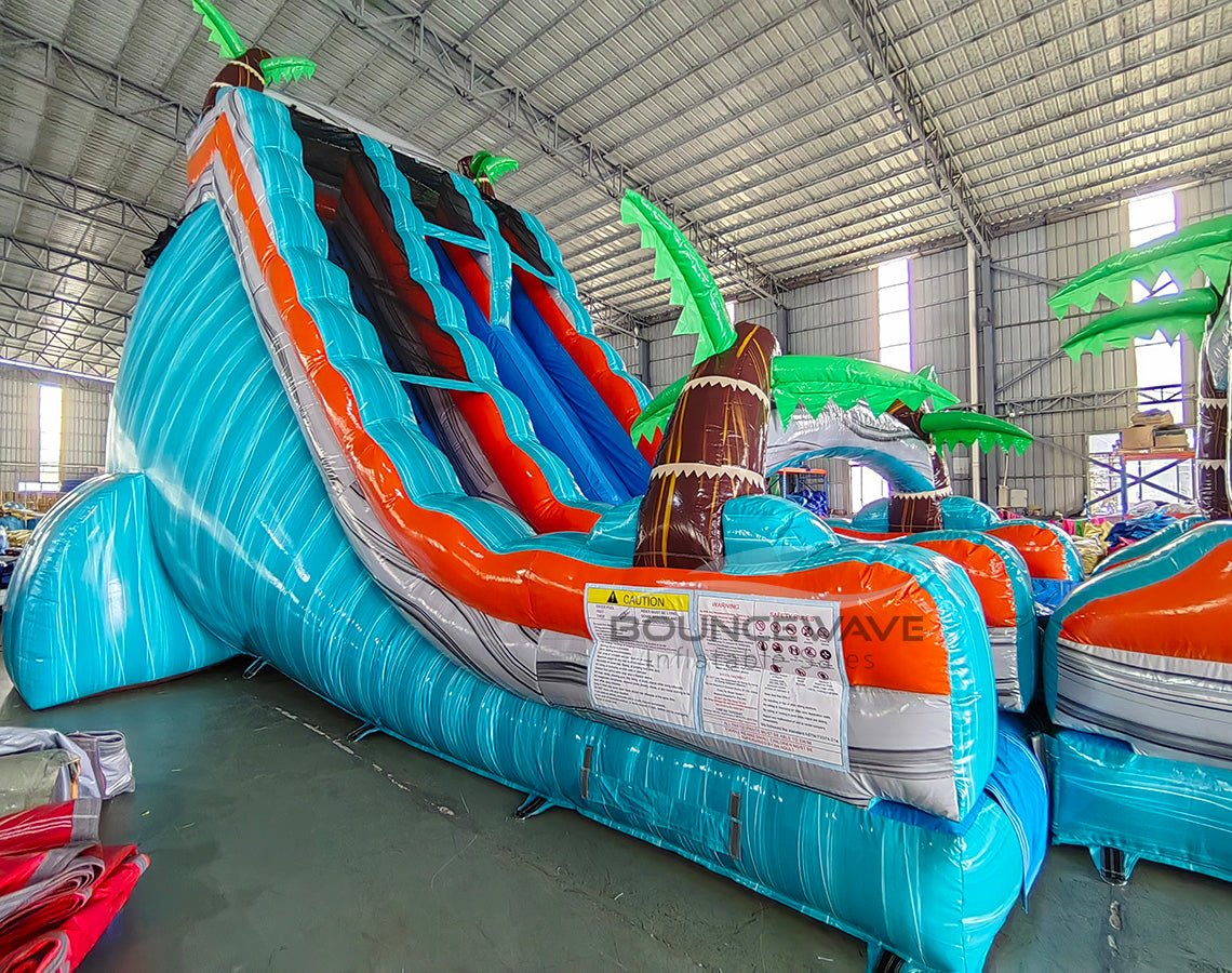 24ft Fiji Falls Dual Lane 2pc Commercial Water Slide with Inflatable Slip & Slide - BounceWave Inflatable Sales
