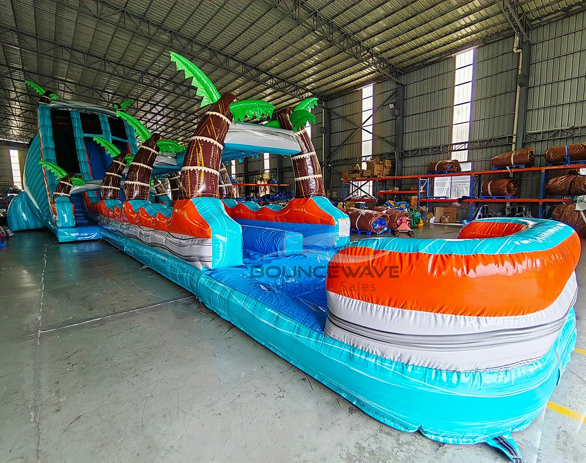 24ft Fiji Falls Dual Lane 2pc Commercial Water Slide with Inflatable Slip & Slide - BounceWave Inflatable Sales