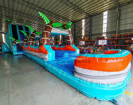 24ft Fiji Falls Dual Lane 2pc Commercial Water Slide with Inflatable Slip & Slide - BounceWave Inflatable Sales
