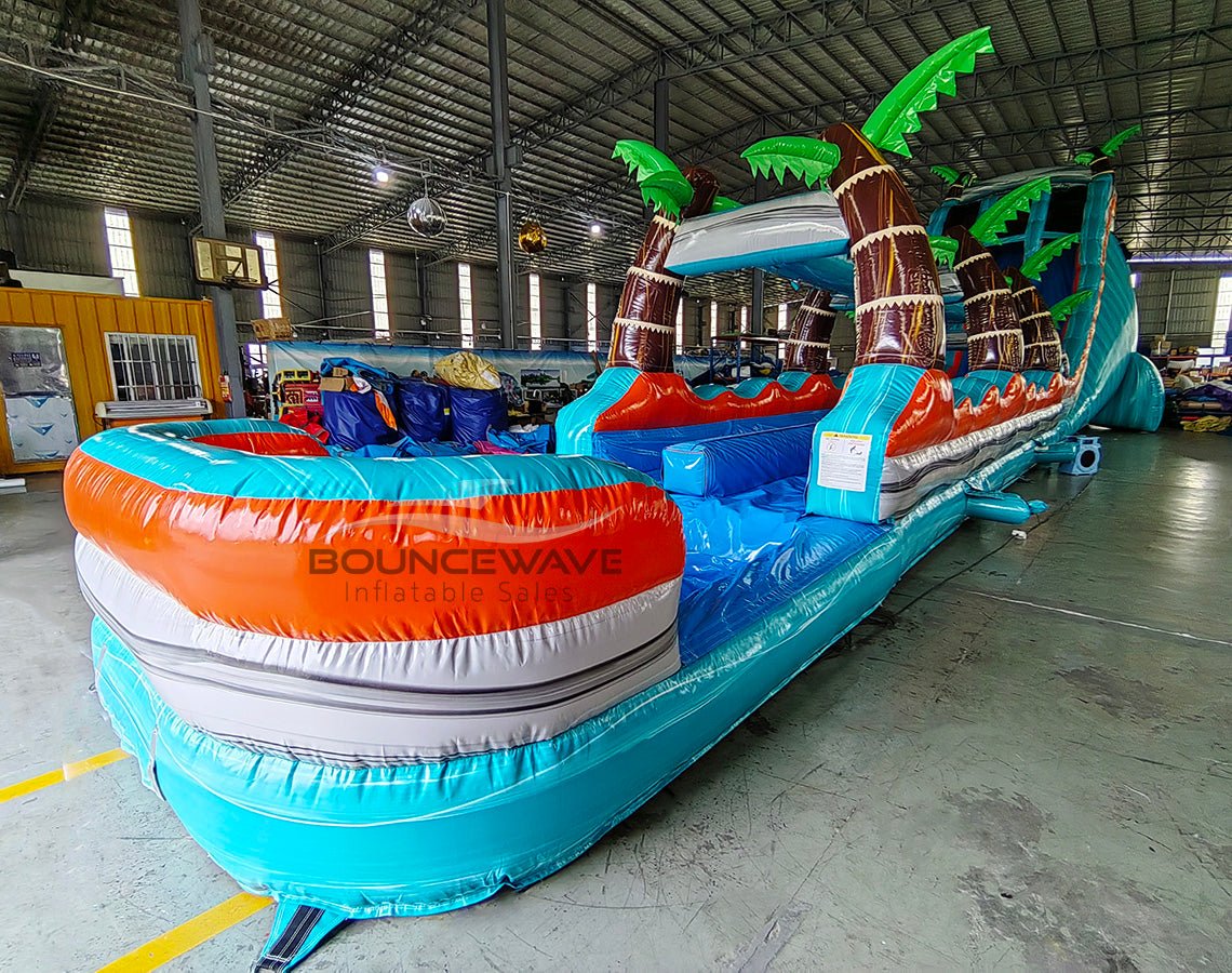 24ft Fiji Falls Dual Lane 2pc Commercial Water Slide with Inflatable Slip & Slide - BounceWave Inflatable Sales