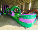 24ft Green Smash Dual Lane 2pc Commercial Water Slide with Inflatable Slip & Slide - BounceWave Inflatable Sales
