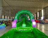 24ft Green Smash Dual Lane 2pc Commercial Water Slide with Inflatable Slip & Slide - BounceWave Inflatable Sales