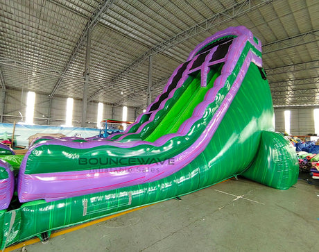 24ft Green Smash Dual Lane 2pc Commercial Water Slide with Inflatable Slip & Slide - BounceWave Inflatable Sales