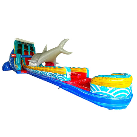 24ft Rogue Great White Dual Lane 2pc Commercial Water Slide with Inflatable Slip & Slide - BounceWave Inflatable Sales