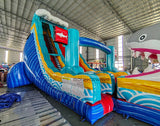 24ft Rogue Great White Dual Lane 2pc Commercial Water Slide with Inflatable Slip & Slide - BounceWave Inflatable Sales