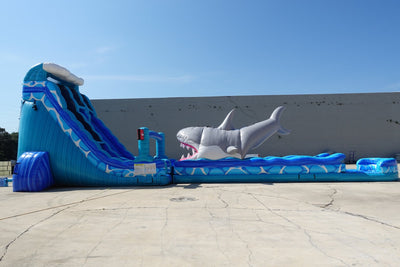24ft Rogue Great White Dual Lane 2pc Commercial Water Slide with Inflatable Slip & Slide - BounceWave Inflatable Sales